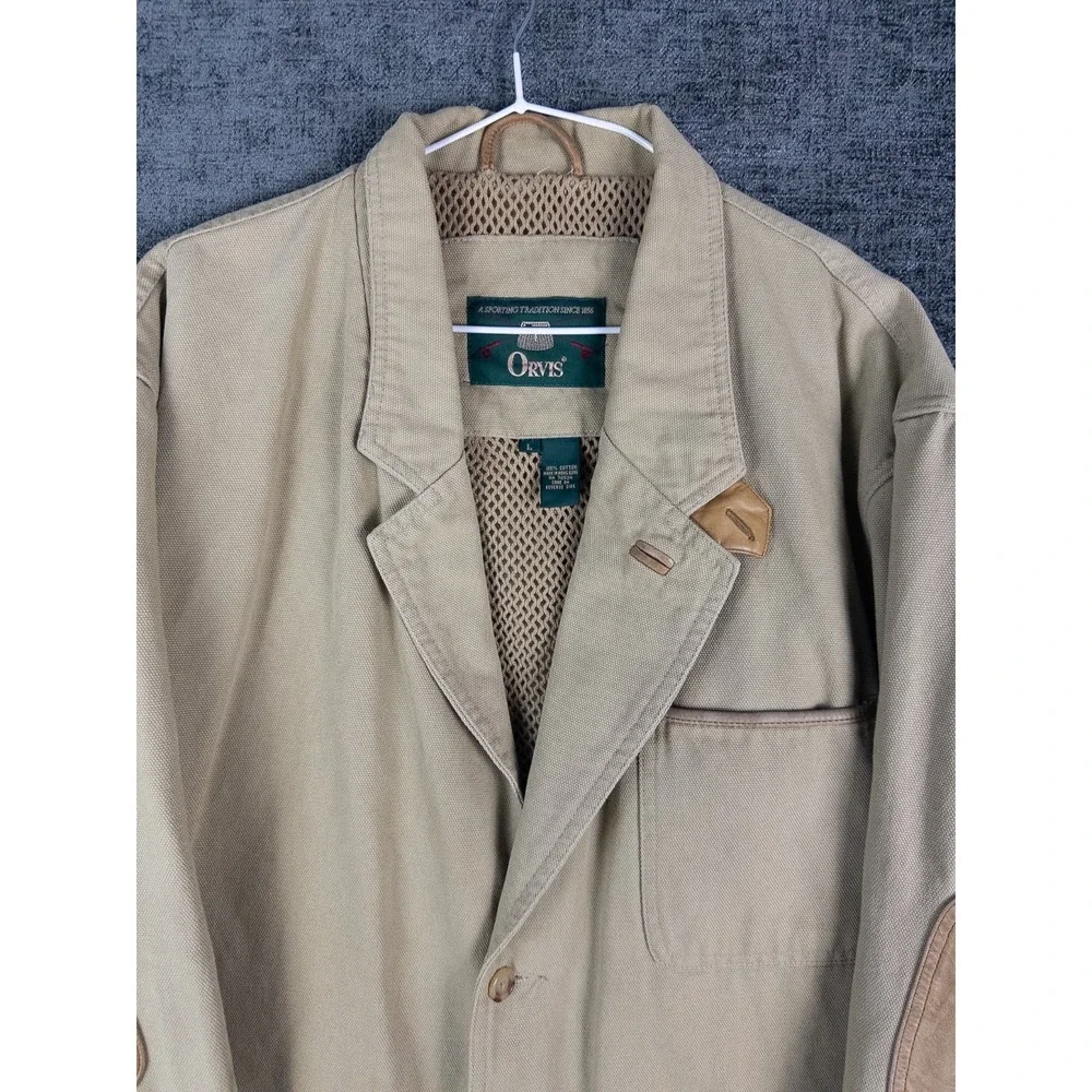VTG Orvis Hunting Blazer Mens L Brown Elbow Patch Utility Single Breasted Duck